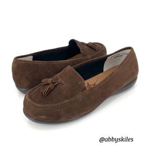 Ros Hommerson Loafers Slip On Brown Suede Tassel Moccasin Flats Loafers 7 Wide